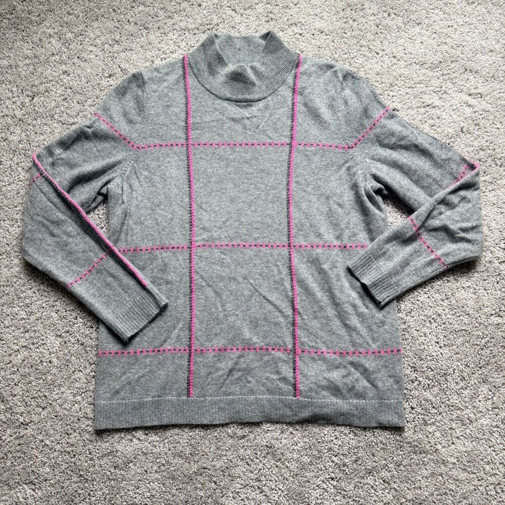 Edinburgh Knitwear Cashmere Sweater Womens Size Large Gray Mockneck